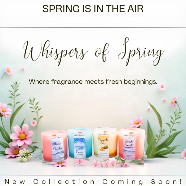Coastal candles and room sprays from the Whispers of Spring Collection – Coming Soon from Kandie’s Scents, LLC