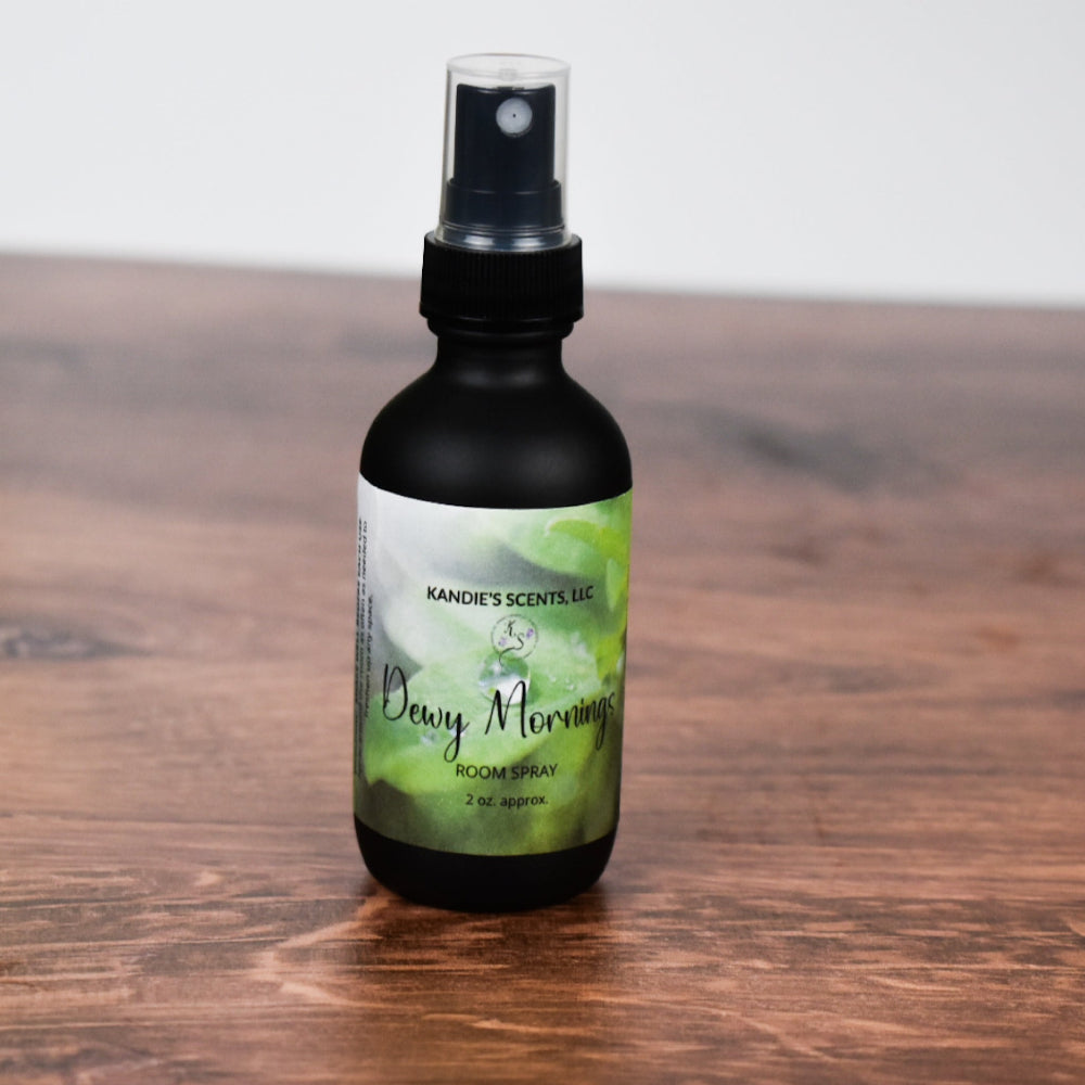 Dewy Mornings room spray bottle with cucumber and melon scent