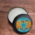 Matte black tin candle for cozy fall and winter moments