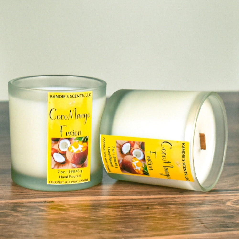 Tropical coconut soy candle with mango, pineapple & coconut milk