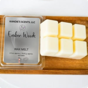 Ember Woods wax melts with citrus, musk, and woodsy notes