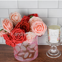 Soy wax birthday cake candle with vanilla, sugar, and bakery notes