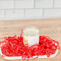 Soy wax birthday cake candle with vanilla, sugar, and bakery notes