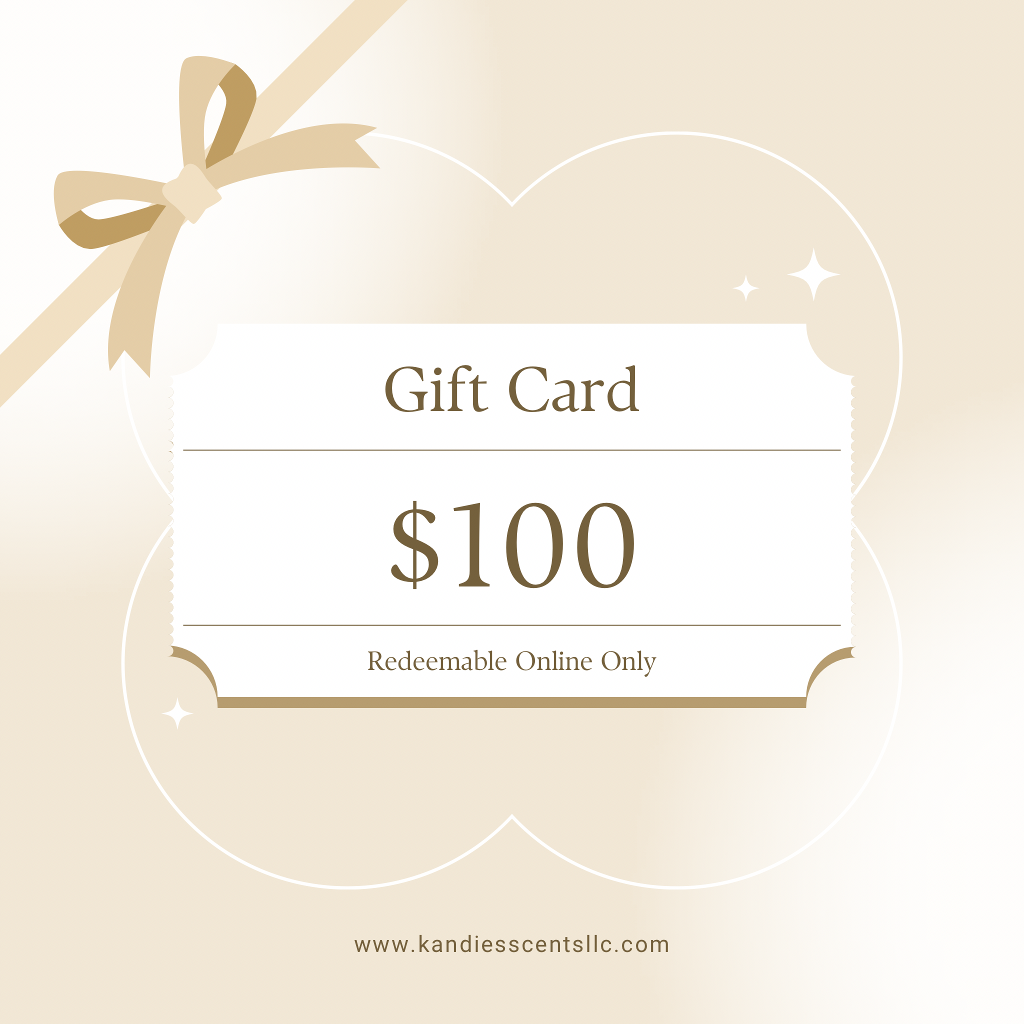 Gift card available for $10, $25, $50, and $100 online