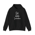 Black hoodie with 'Lit in Intention' text on a white background