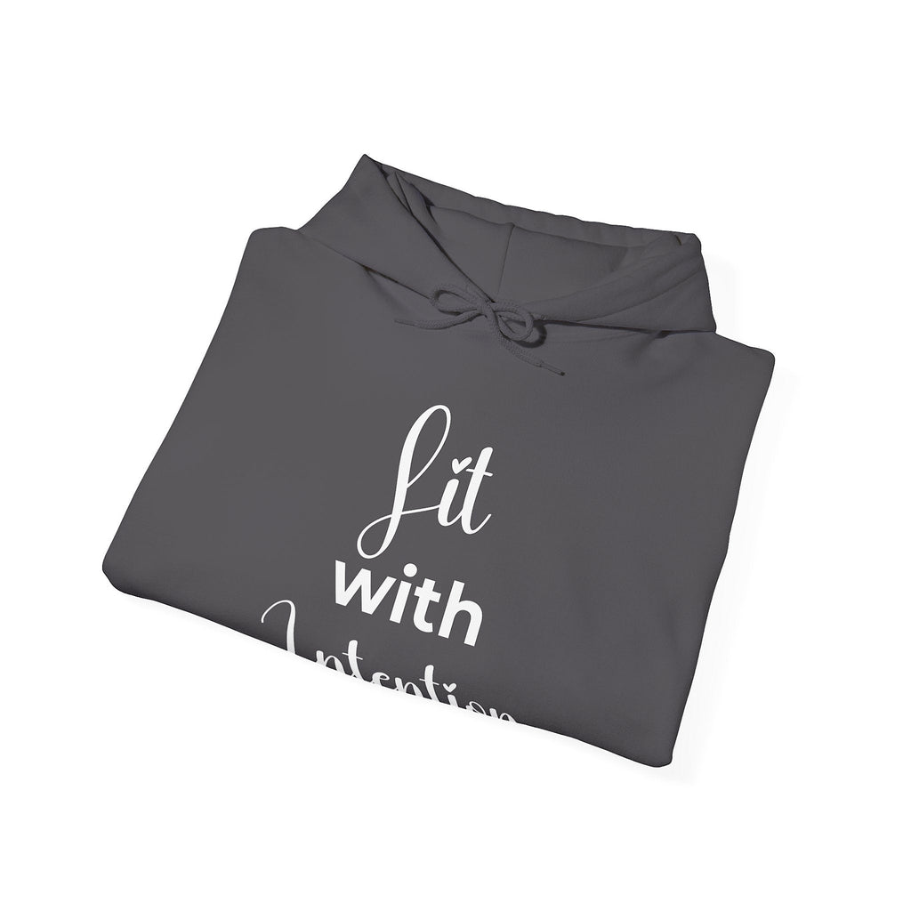 Black hoodie with graphic design and text on a white background