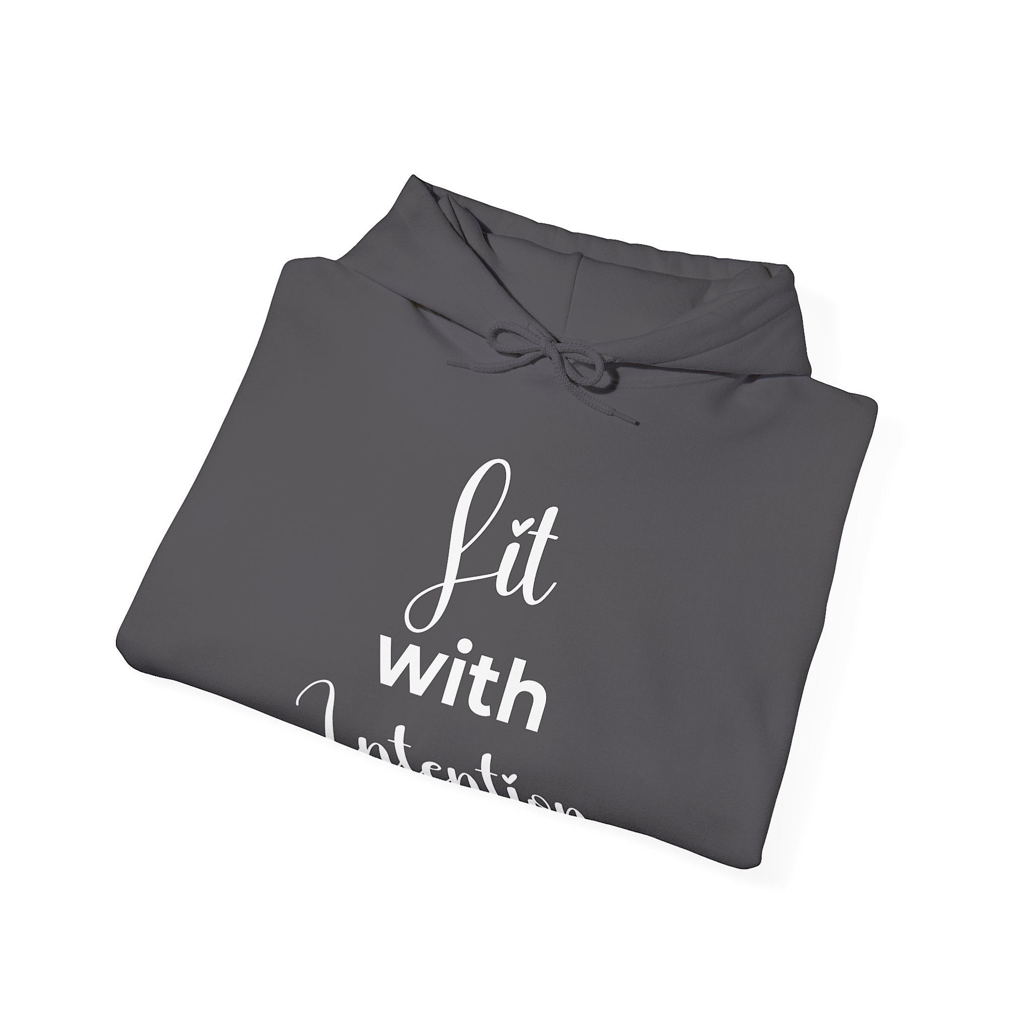 Black hoodie with graphic design and text on a white background