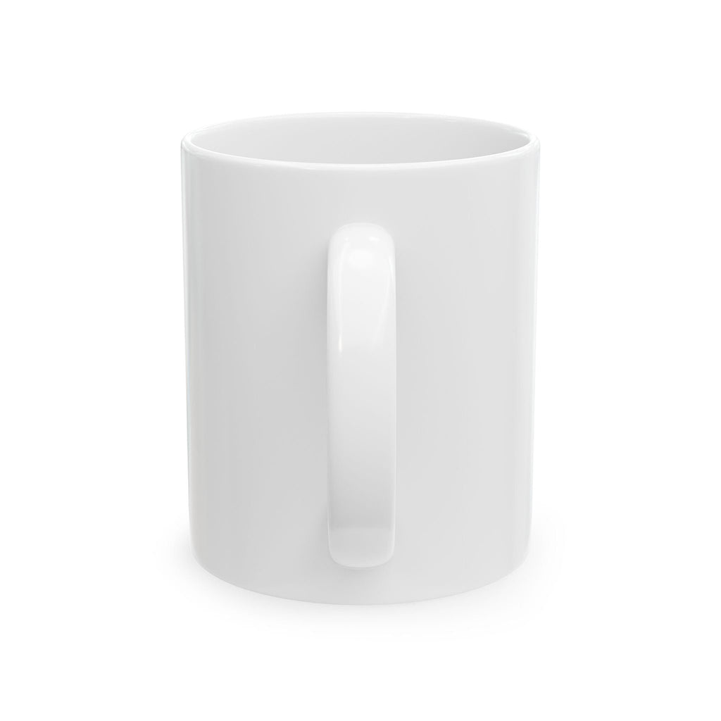 White ceramic mug on a white background