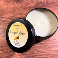 Travel-friendly candle with pineapple, eucalyptus, and sandalwood