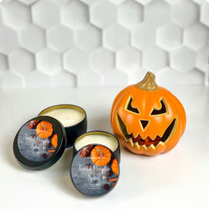 Pumpkin and spice scented candle for autumn relaxation