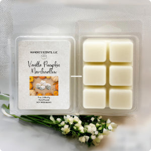 Flameless wax melts with sweet pumpkin, vanilla, and marshmallow aroma