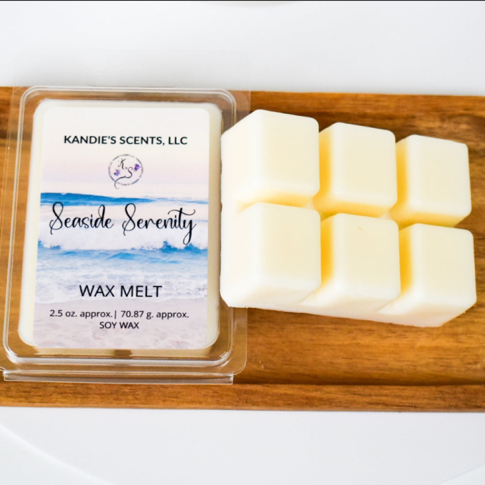 Flameless wax melts capturing serene seaside vibes