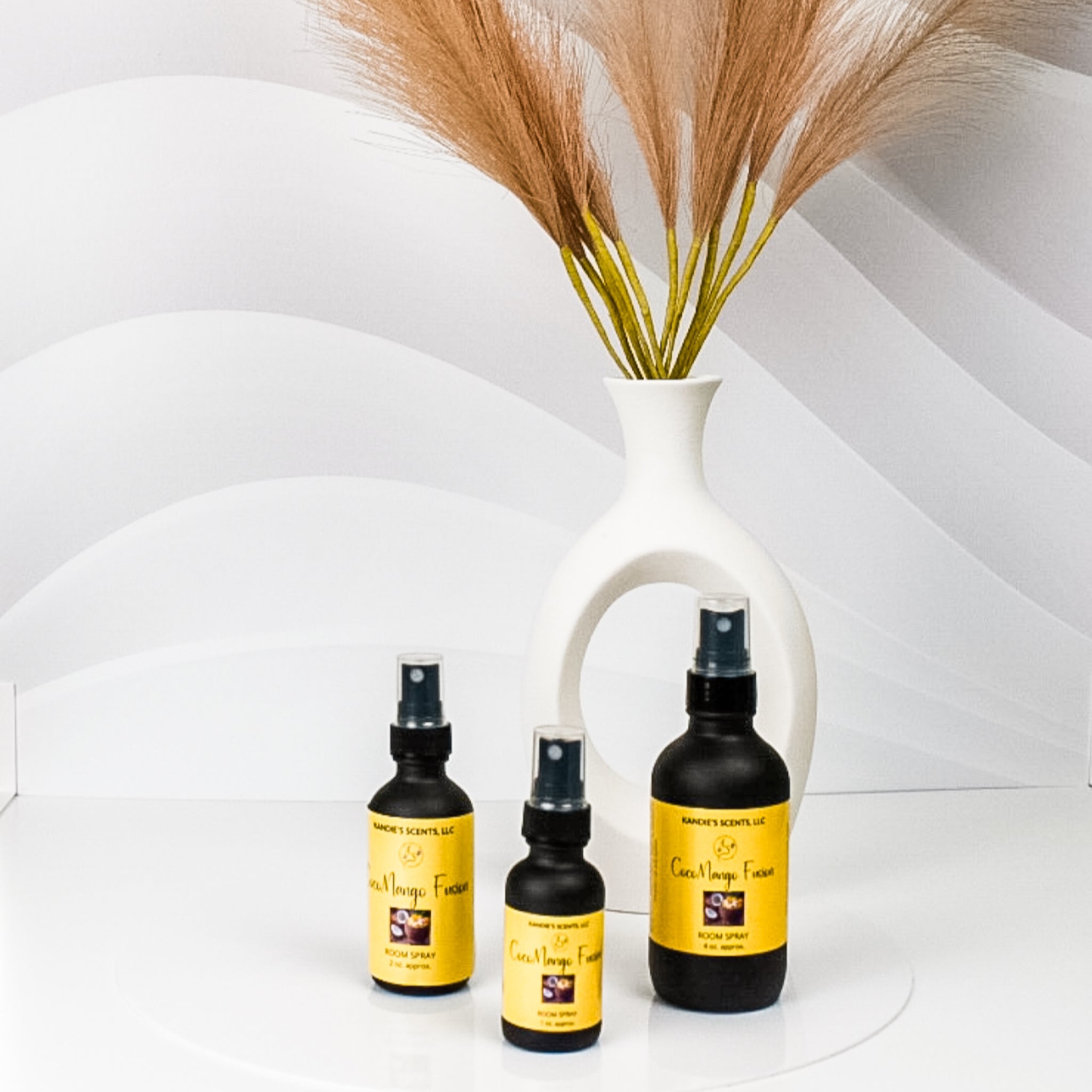 Room spray bottles in summer scent with peach, pineapple & orange