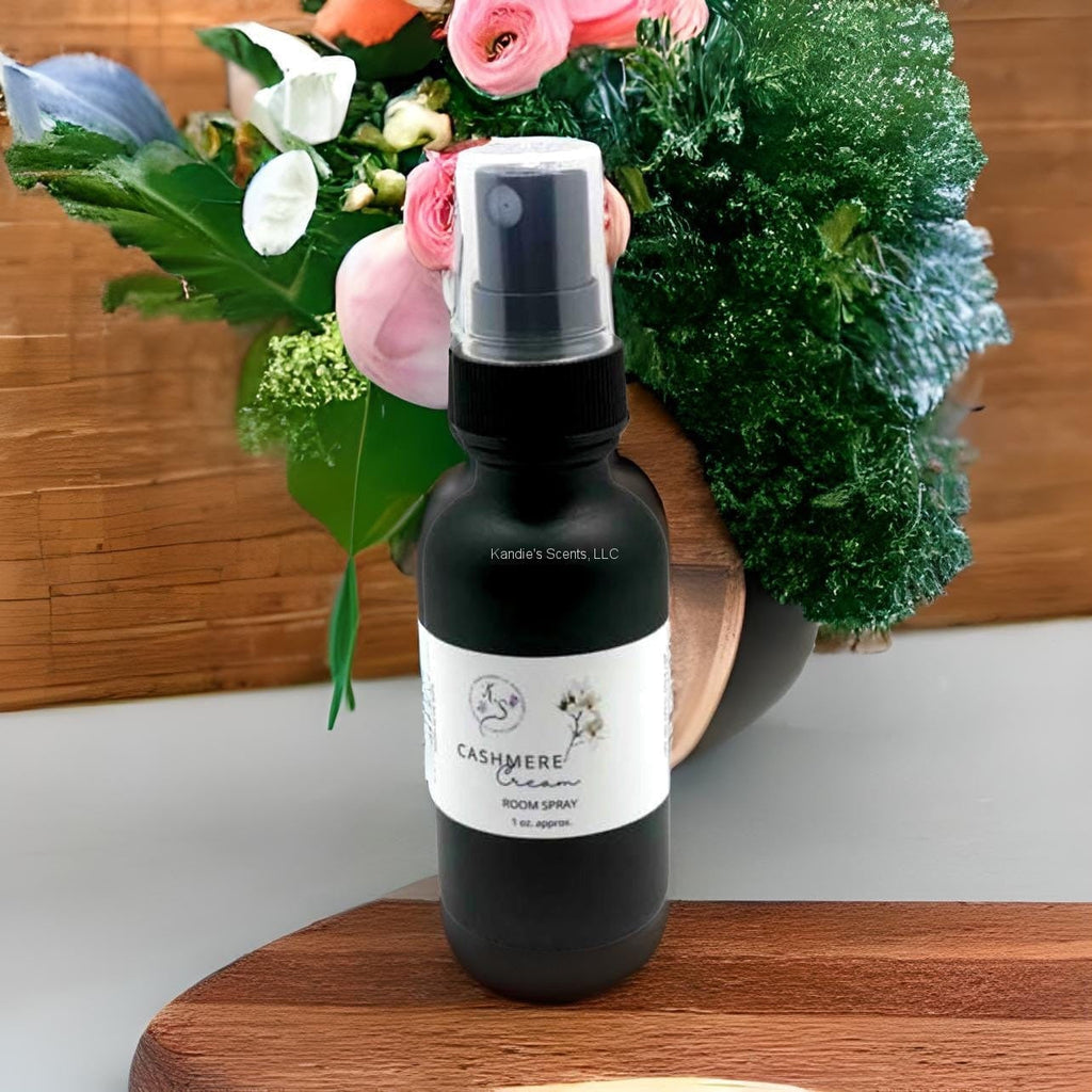 Cashmere Cream room spray bottle with coconut and sandalwood scent