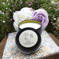 Linen Daze candle tin with fresh cotton and lavender scent