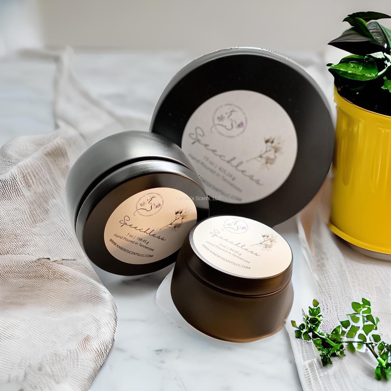 Luxury travel tin candles for woodsy, velvety home ambiance