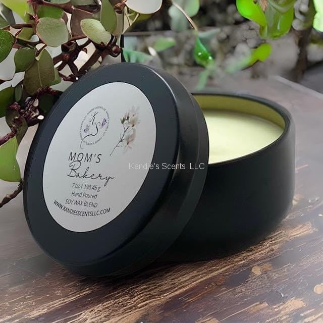 Travel-size soy candle with fresh baked good fragrance