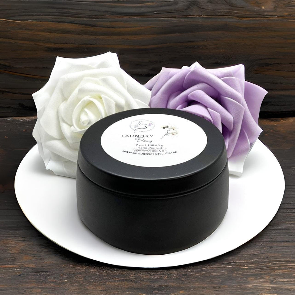 Portable soy wax candle with airy floral, ozone, and cotton notes
