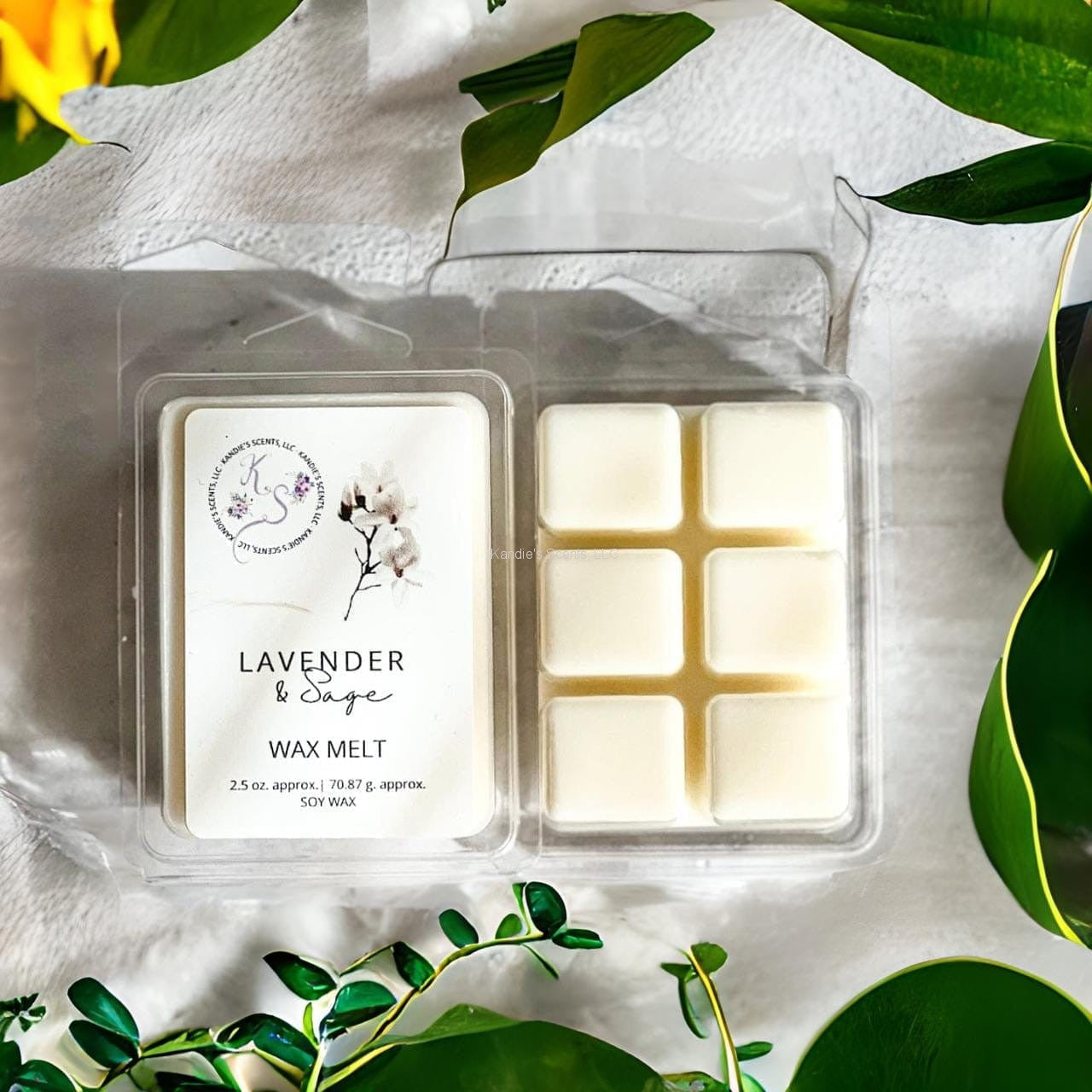 2.5 oz soy wax melts with rosemary, sage, and musk notes