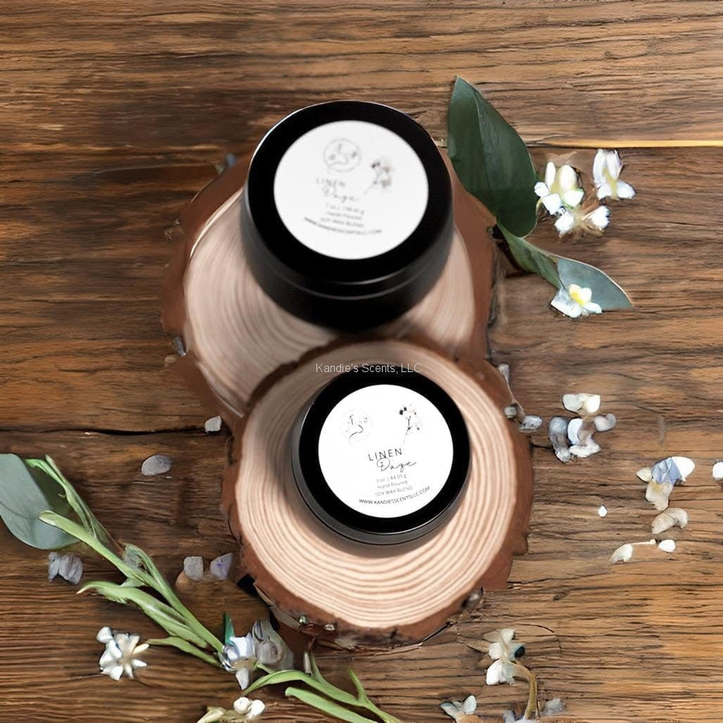 Travel-size clean fragrance soy wax candles with soft floral finish