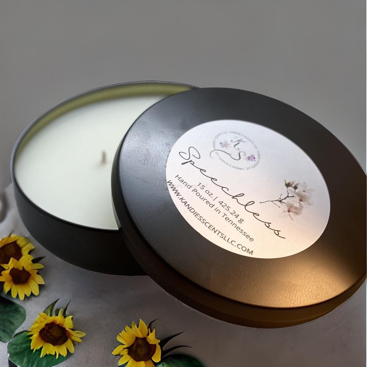 Luxury travel tin candle for woodsy, velvety home ambiance